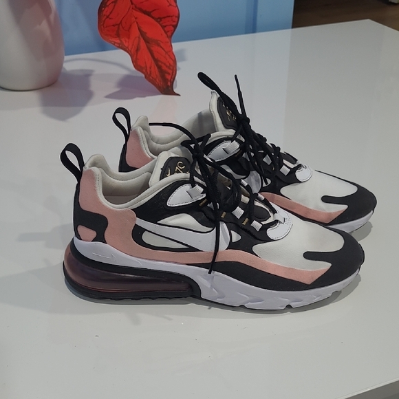 Nike Air Max 270 React Black White Bleached Coral (Women's) - Picture 1 of 7